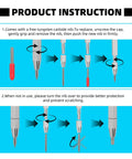 Product instruction showing replacement steps for Tough As Nails Tungsten Carbide Scribe Pen with knurled handle and nibs.