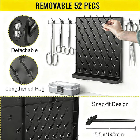 Qugurlid Wall Mounted Lab Drying Rack With 52 Rods And Drainage Outlet Made From Durable Polypropylene, Detachable design for easy assembly.