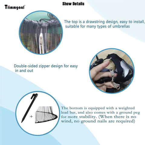 Detailed parts of Mosquito Net For Patio Umbrella 15Ft Black, Double Sided Canopy Netting For 10x10 Ft Gazebo, polyester mesh