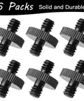 Built Like A Tank Aluminum Alloy 1/4 Inch Male To Male Threaded Tripod Screw Adapter Double Head Stud For Cage Rig Light Stand Monopod Mount Converter 6 Pack Black - six durable black adapters.