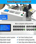 Heavy Duty Automatic Heat Shrink Tube Cutter Machine With Electric Power For Fast And Precise Fiberglass Sleeving Cutting Width 1Mm To 200mm with digital controls and adjustable settings.