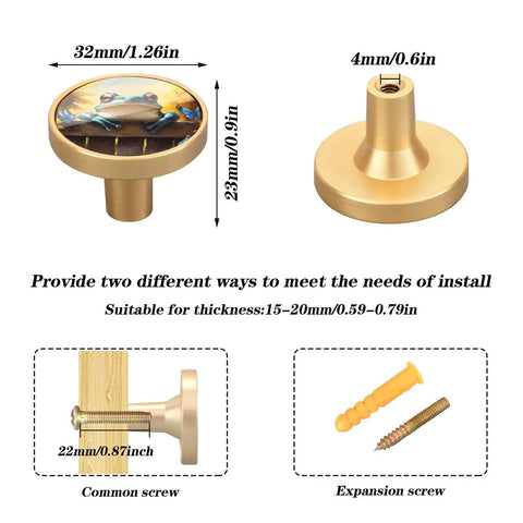 Gold Cabinet Knobs 4 Pack Set For Drawers And Cabinets Frog Fence Sunflower Round Pulls with installation options