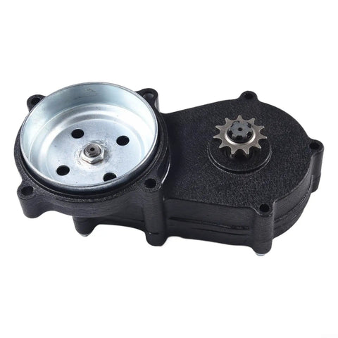Close-up of 49Cc 4 Stroke Gearbox With Double Chain Clutch Drive for mini off-road bike, aluminum alloy steel construction.