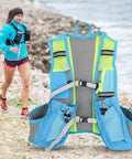 Hydration Pack for Cyclists and Runners, Lightweight 600D Polyester Rucksack With Durable Double-Stitched Seams displayed on rocky trail.