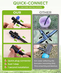 Comparison of quick connect and traditional installation for 15 Piece Quick Connect Drip Irrigation Emitters Kit for One Quarter Inch Tubing