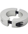 0.98 Inch Bore Aluminum Shaft Collar Double Split Two Piece Clamping Collar With Set Screw in silver, close-up view
