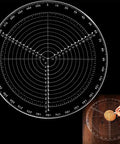 Clear acrylic round center finder compass with concentric circle gauge for drawing circles in woodworking, front view