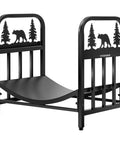 Bear Pattern Firewood Rack 16.5 Inch Wrought Iron Log Holder For Indoor Outdoor Use Waterproof Rustproof Wood Storage Rack