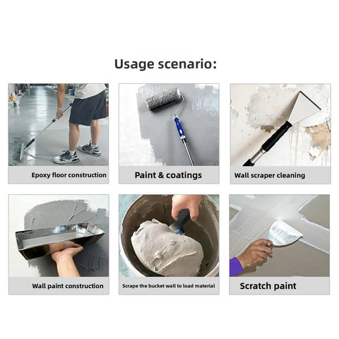 Kick Ass 11 Piece Drywall Tool Set With Telescopic Extension Pole And Paint Roller For Wall And Ceiling Mudding Taping Smooth Repairs And Home Renovation Work; usage scenarios for painting and wall finishing.