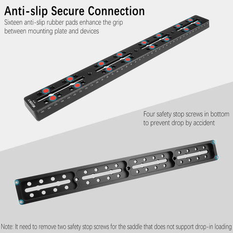 Vixen Style Dovetail Mounting Plate For Telescope Saddle And OTA Base, 400mm rail with anti-slip pads and slots
