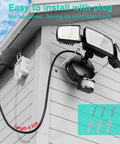 Plug In Outdoor Flood Light With Motion Sensor and Remote, 5500 Lumens, Wall Mounted on House, IP65 Waterproof, 5000K Daylight