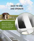 Vinyl Fence Rail Removal Tool For 5.5 Inch High Rails Quick Release Design Fits 4 By 5.5 Fence Rails Modern White Finish Easy DIY Fence Maintenance And Replacement, shown during use.