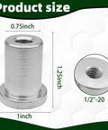 Heavy Duty Steel Weld Nuts 4 Pack Featuring 1/2-20 Thread And Extended Step Design For Chassis Fabrication showing dimensions.