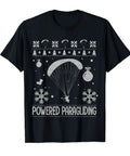 Paragliding Ugly Christmas Shirt For Adventurous Flyers Funny Holiday Gift Tee with paragliding design on black fabric