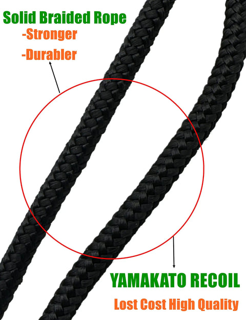 Close-up of solid braided rope in Universal Pull Start Assembly for Honda and clone 196cc to 224cc generators, showing durability and strength.