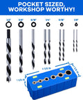 Drill Block Guide Set For Straight Holes With 9 Brad Point Bits And 6 Depth Collars Pro Grade Complete Woodworking Kit