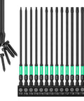Built Like A Tank 6 Inch Tamper Proof Torx Bit Set 14 Piece Magnetic Screwdriver Bits S2 Steel Impact Heads TT7 Through TT40 With Case, showing bits and screws.