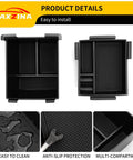 Ford Maverick Center Console Organizer Tray with silicone pad, ABS plastic material, top and bottom view, easy to clean, anti-slip.