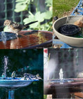 Sun Powered Bird Bath Fountain Pump With Four Nozzles And A 1.4W Solar Panel Kit Submersible Water Pump in garden bird baths