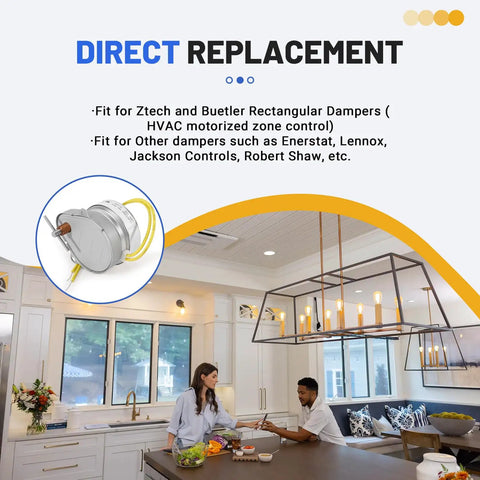 24V Synchronous Damper Motor 37944L Replacement for Ztech and Buetler dampers in a modern kitchen setting