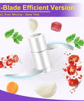 Premium Electric Garlic Chopper 100Ml Mini Food Processor With 304 Stainless Steel Blade and Safety Lock, 2-blade design for efficient mincing.