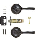 Privacy Door Lever With Push Button Lock, Reversible Handle For Bedroom And Bathroom, Fits Doors 1-3/8 To 1-3/4 Inches