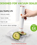 Using Reusable BPA Free Vacuum Sealer Bags For Food, 30 Count with handheld sealer on sliced avocado, sous vide safe
