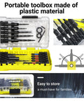 18 Piece Countersink Drill Bit Set With HSS Tapered Bits And Wood Plug Cutters in plastic storage box