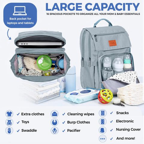 Spacious Diaper Bag Backpack for Busy Parents, Large-Capacity Baby Bag with Wide Opening, Easy Access, Waterproof and Durable Travel Organizer, Foldable Changing Pad Included, Perfect for On-The-Go Family Outings
