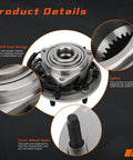 Heavy Duty Front Wheel Hub And Bearing Assembly For Jeep Commander And Grand Cherokee 2005 To 2010, 5-Lug, Driver Or Passenger Side, With ABS, Durability And Smooth, Quiet Ride product details with quad lid seal, spline, and wheel bolts.