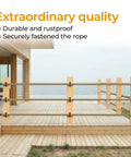4 Pack 2 Inch Rope End Snap With Cross Screw For Hemp Rope Fencing And Deck Railing Kit installed on wooden deck