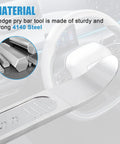 Heavy Duty Pry Bar Trim Removal Tool Set For Auto Interiors And Exterior Panels, made from 4140 steel in a vehicle dashboard.