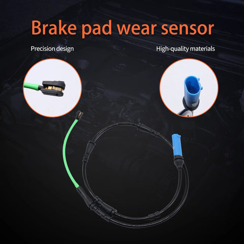 Rear brake pad wear sensor harness with green lead and blue connector for BMW models