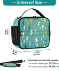 Lightning Bolt Insulated Lunch Bag For Kids And Adults Portable Cooler Tote With Shoulder Strap High Grade Polyester Thermal Retention Aluminum Lining Spacious Main Compartment And Side Mesh Pockets Ideal For School Office Travel. 11.2in lunch bag with strap
