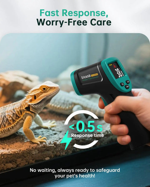 Non Contact Infrared Thermometer Gun With Laser Aiming And Color LCD Adjustable Emissivity For Accurate Readings From Minus 58F To 1472F Ideal For HVAC Cooking And BBQ Automotive And Freezer Jobs used on a reptile tank