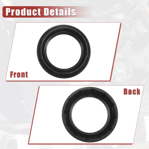 Two uxcell black rubber crankshaft transfer case output shaft seals, front and back views.