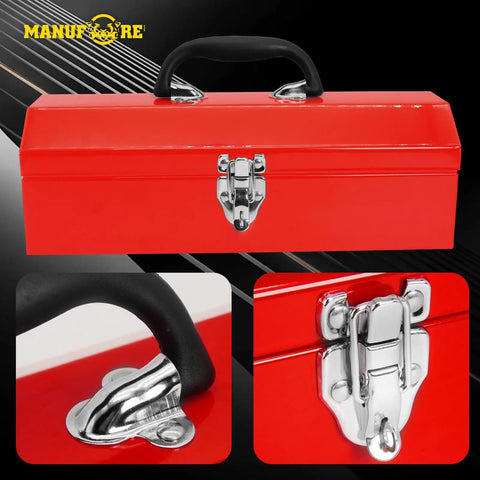 Rugged 14 Inch Metal Tool Box With Heavy Duty Carry Handle For Backyard Bosses And Handyman Heroes To Lock Up Pliers Hammers Screwdrivers And All Your Yard Work Stash Inside A No Frills Lightweight Chest Crafted To Outlast Rough Days