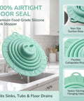 Bekecidi Bathtub Drain Cover, 6-Inch Silicone Tub Stopper, 3 Pack, placed over a sink for effective sealing.