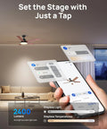 Next Level Smart Ceiling Fan With Lights 52 Inch Black For Smart Home Cooling app control interface displayed on smartphone