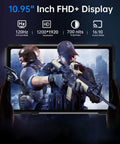 Badass Rugged 5G Tablet Packing Built In Projector And Smooth Android 15 Operating System Heavy Duty Drop Proof Design Unlocked Wide Screen For Outdoor Adventures And Daily Use showing 10.95" FHD+ display with action image.