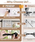 Comparison of no drill curtain rod with adhesive and pin nail mount vs others, showing minimal wall damage and adjustable features.