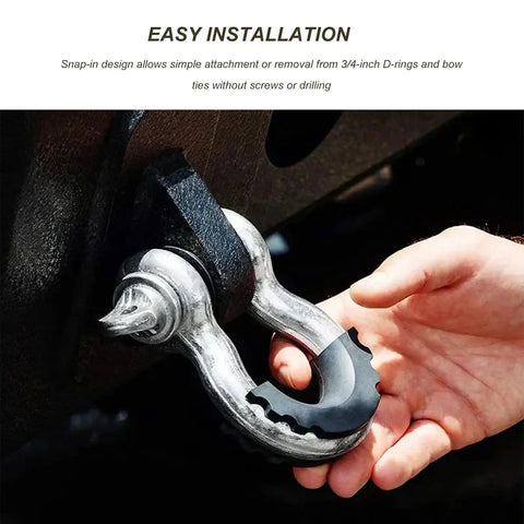 Hand installing D Ring Shackle Isolators Washers Kit For Off Road Shackle Protectors Rubber Cushions on 3/4-inch shackle