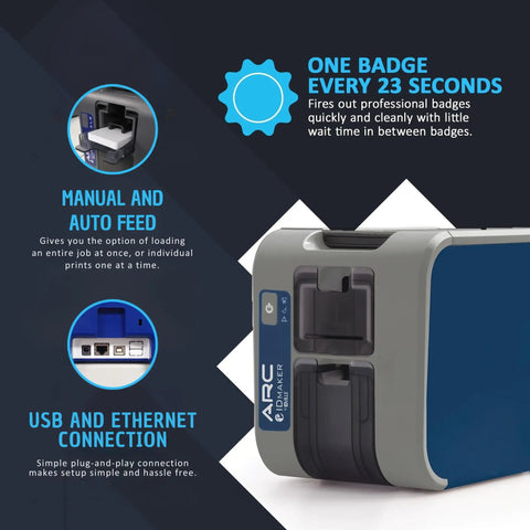 Slick Single Sided ID Card Printer For Hustle Ready Shops And Offices Compact PVC Badge Maker with manual and auto feed options.