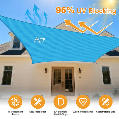 Rectangular Sun Shade Sail 4x4 Ft Heavy Duty Commercial Grade 185GSM HDPE UV Resistant Shade Cloth For Outdoor Patio