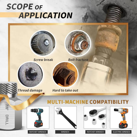 Heavy Duty 25-Piece Screw Extractor Set With Hex Head And Multi Spline Bits, Chrome Molybdenum Steel Easy Out Bolt Remover in action