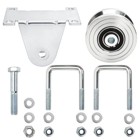 Heavy Duty 4 Inch V Groove Gate Wheel With Dual U Bolts For Sliding Gates Up To 3000 Lbs External Mount No Welding Needed Inverted V Track Roller