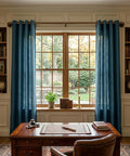 Industrial Pipe Curtain Rod Kit 18 To 88 Inch Adjustable 1 Inch Diameter Wrap Around Metal Window Treatment Rods shown in living room.