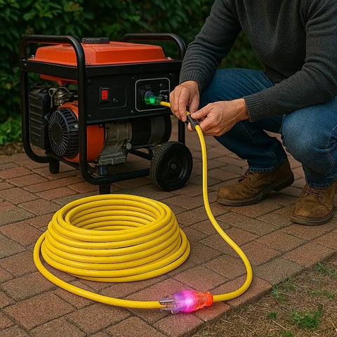 10 Gauge 100 Ft Extension Cord 15 Amp 10 3 Grounded Outdoor Contractor Grade Power Cord With Lighted Ends in use