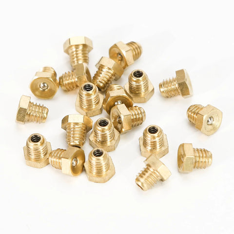 Copper Zerk Grease Fittings Flush Low Profile M6x1mm Plug Hex Head Thread Mount Metric for machine tools on white background