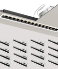 Smooth Triac Dimmable 15W Linear Recessed Lights With Slick White Trim 5 Cct Selectable Premium Led Ceiling Fixtures viewed from above with multiple lights visible.